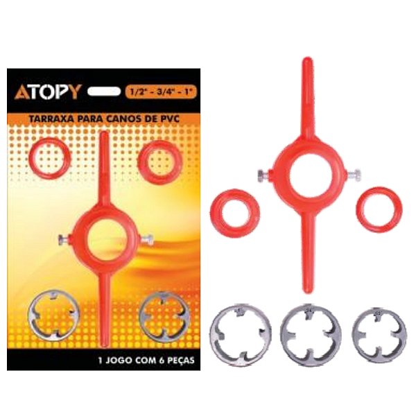 Jogo de Tarraxa Rosca para Canos Tubos PVC de 1/2'' 3/4" 1''  Atopy
