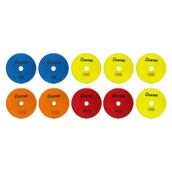 Jogo de Lixa Diamantada Brilho D'água com Velcro 100mm Cortag 10 Peças 62157