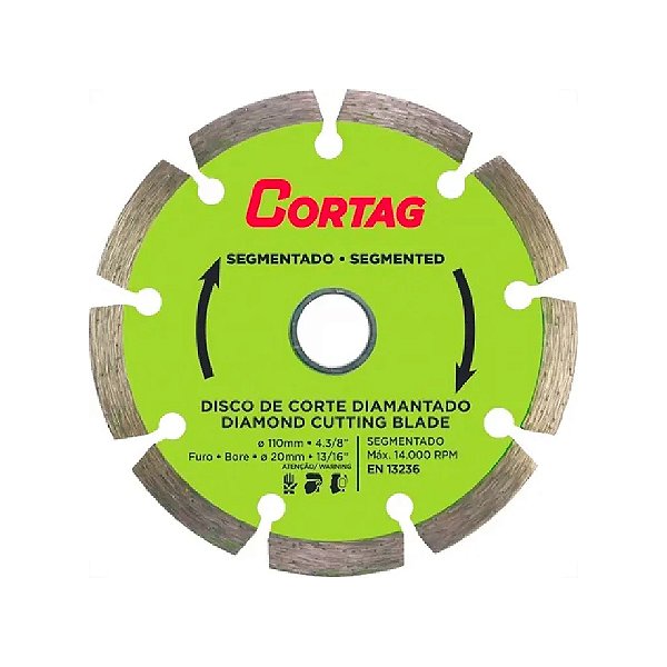 Disco de Corte Diamantado Segmentado 110mm x 20mm Cortag 60973