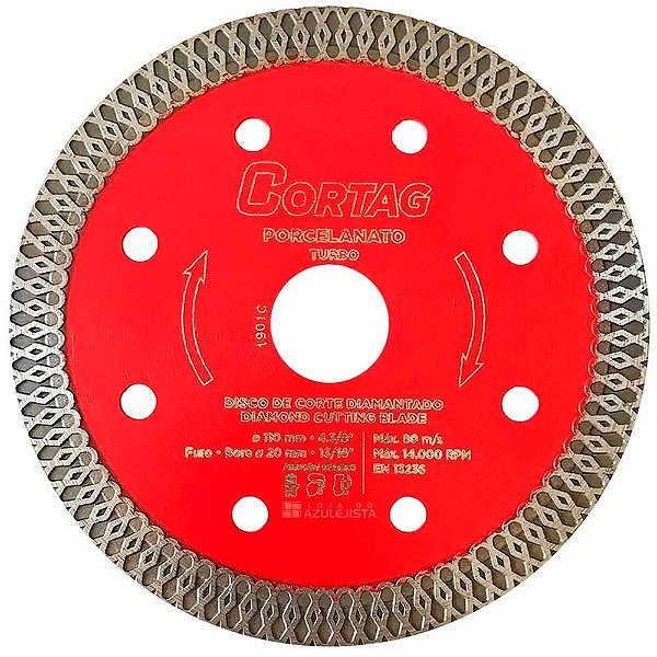 Disco Diamantado Turbo para Porcelanato 4.3/8 Polegadas 110mm x 20mm Best Quality Cortag 60659
