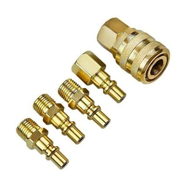 Jogo de Conectores Engate Rápido Mangueira Compressor Rosca 1/4 NPT 5 Peças Lotus 2900
