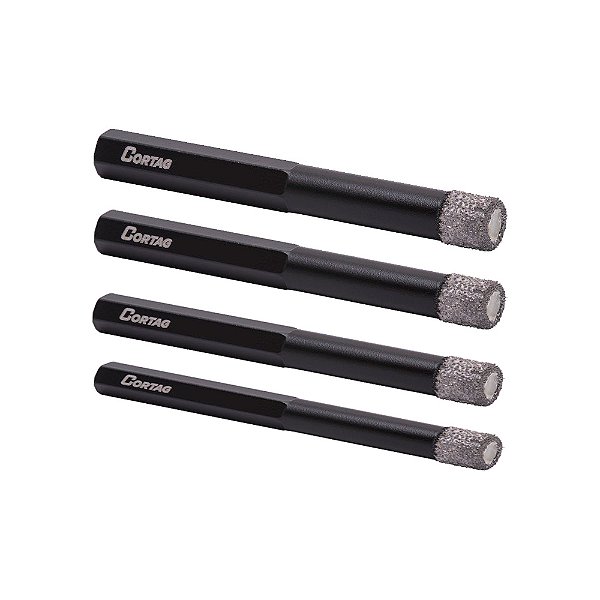 Jogo de Brocas Diamantadas Porcelanato 6mm 8mm 10mm 12mm Cortag 62132