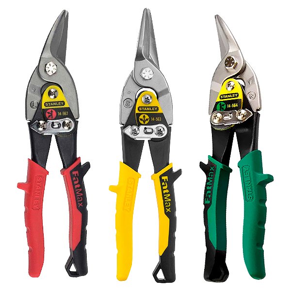 Kit Jogo 3 Tesouras Tipo Aviação para Chapa Corte Direito Esquerdo e Reto 320mm Stanley