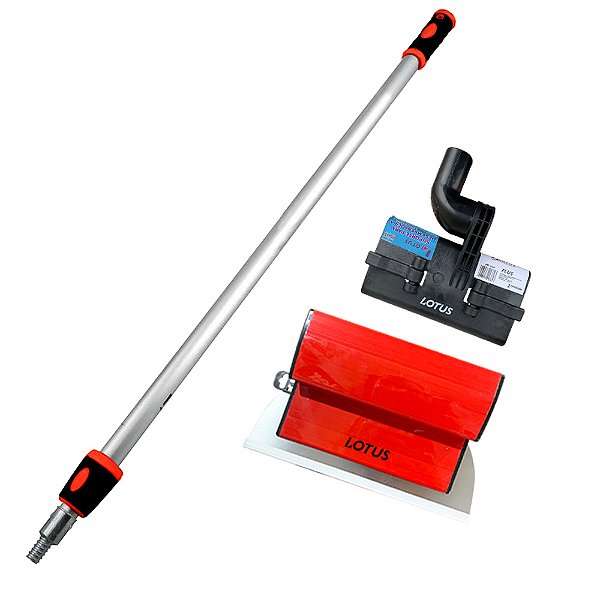 Kit Desempenadeira de Inox para Massa Corrida Berox 25cm com Suporte e Extensor Lotus
