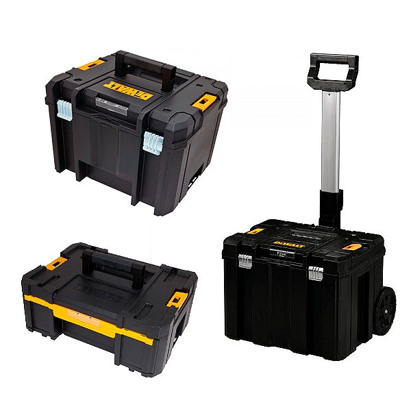 Kit Carrinho Profundo com Rodas + 2 Caixas Organizadoras de Ferramentas Tstak® DeWalt