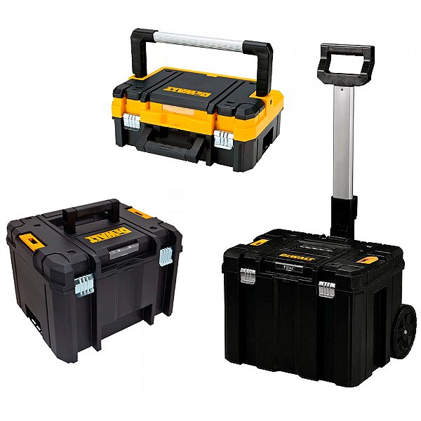 Kit Carrinho Profundo com Rodas + 2 Caixas Organizadoras de Ferramentas Tstak® DeWalt