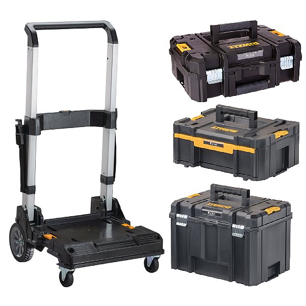 Kit Carro Ajustável Tstak® com 3 Caixas Organizadoras Profunda com Gaveta Profunda DeWalt