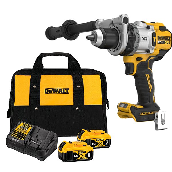 Kit Parafusadeira/Furadeira de Impacto 1/2" com 2 Baterias 20V 5Ah Max* Xr 170Nm Brushless Dewalt DCD1007B
