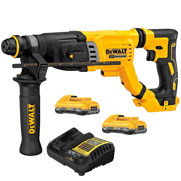 Kit Martelete Perfurador Rompedor Sds Plus 20V Max* XR 3,0J Brushless + 2 Baterias 20V 4Ah XR + Carregador 4Ah DeWalt