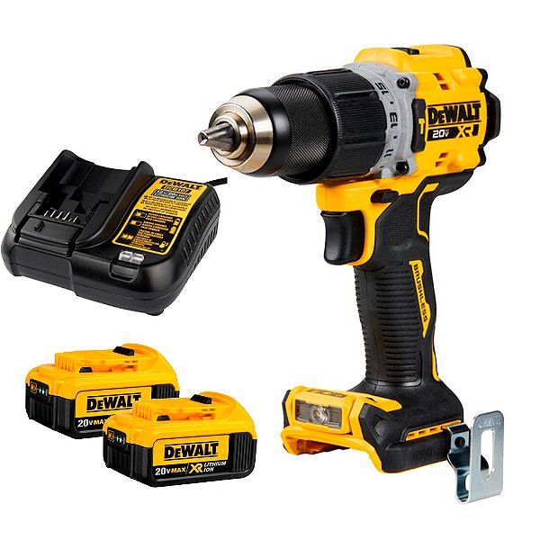 Kit Parafusadeira/Furadeira de Impacto Compacta 1/2'' 90Nm 20V XR Brushless + 2 Baterias 20V XR Powerpack 4Ah DeWalt
