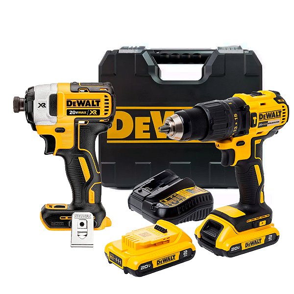 Kit Parafusadeira/Furadeira de Impacto DCD7781D2 + Parafusadeira de Impacto 1/4'' 20V Max Xr Brushless DCF887B DeWalt