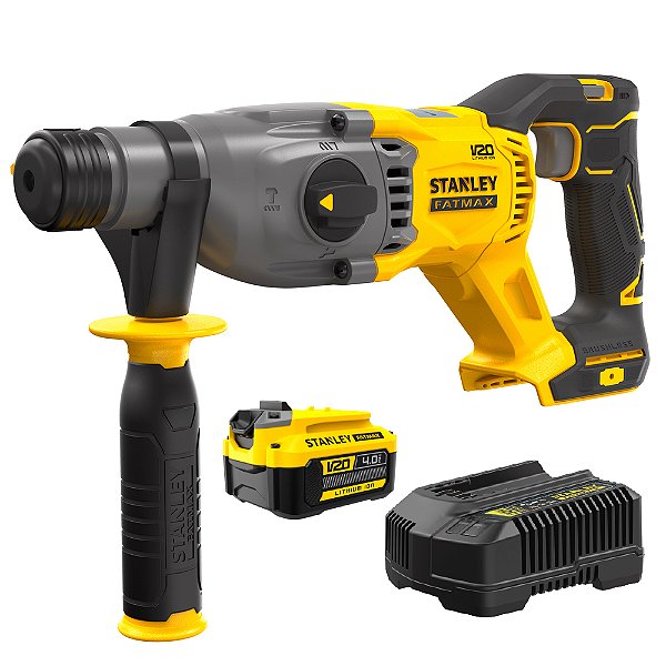 Kit Martelete Perfurador/Rompedor Sds Plus 2 Bateria 20V 4Ah Carregador SC200-BR FatMax Brushless Stanley SBH900