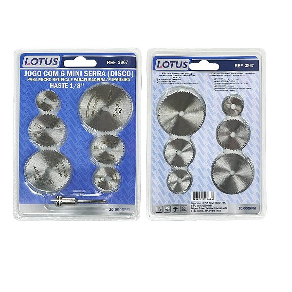 Jogo de 6 Mini Discos de Serra para Micro Retífica e Parafusadeira Haste 18'' Lotus 3867