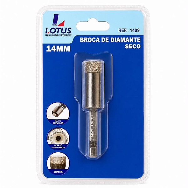 Broca de Diamante Seco para Porcelanato14mm Lotus 1409