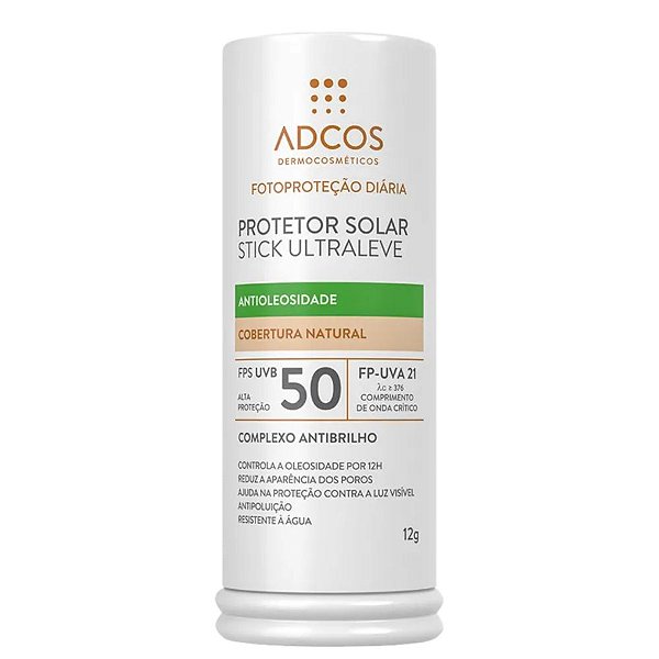 Adcos Protetor Solar Stick Ultraleve Antioleosidade FPS 50 Nude 12g
