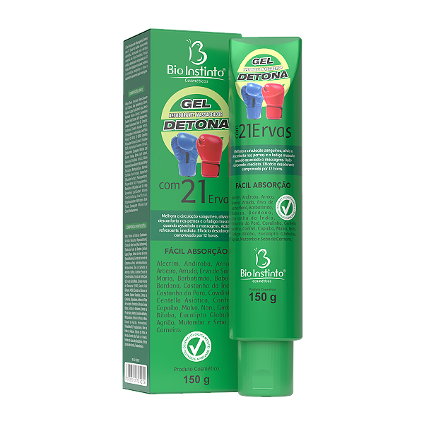 GEL DESODORANTE MASSAGEADOR DETONADOR COM 21 ERVAS BIO INSTINTO FRAS 150G