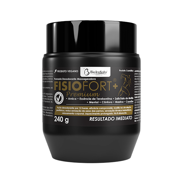 POMADA DESODORANTE MASSAGEADORA FISIOFORT + PREMIUM BIO INSTINTO 240G