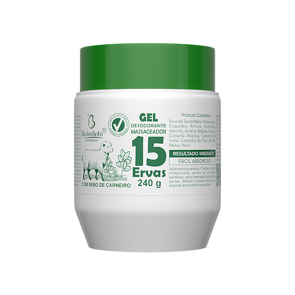 GEL DESODORANTE MASSAGEADOR 15 ERVAS BIO INSTINTO 240G