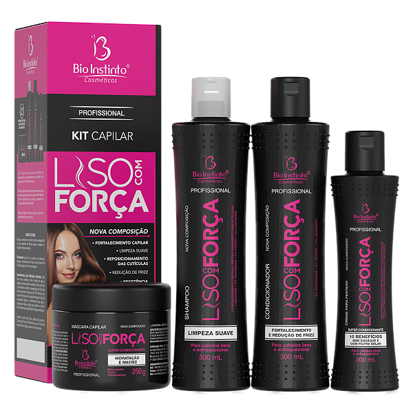 KIT CAPILAR LISO COM FORCA BIO INSTINTO 4 ITENS