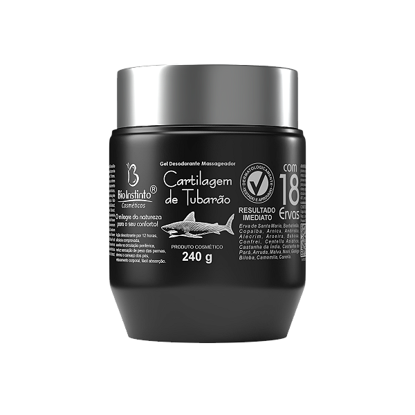 GEL DESODORANTE MASSAGEADOR CARTILAGEM DE TUBARAO COM 18 ERVAS BIO INSTINTO 240G