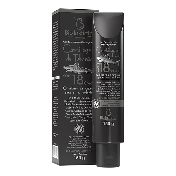 GEL DESODORANTE MASSAGEADOR CARTILAGEM DE TUBARAO COM 18 ERVAS BIO INSTINTO 150G