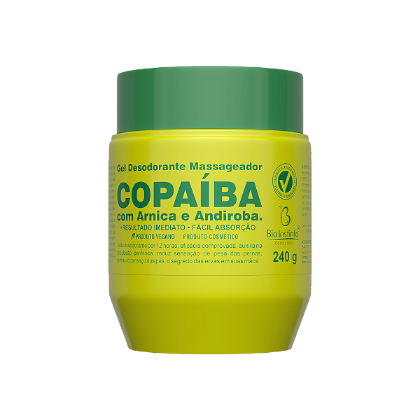 GEL DESODORANTE MASSAGEADOR COPAIBA COM ARNICA E ANDIROBA BIO INSTINTO 240G
