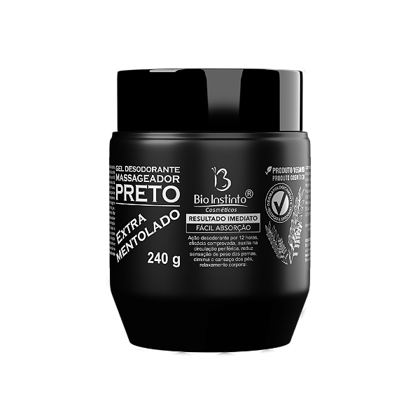 GEL DESODORANTE MASSAGEADOR PRETO EXTRA MENTOLADO BIO INSTINTO 240G
