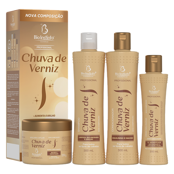 KIT CAPILAR CHUVA DE VERNIZ BIO INSTINTO COM 4 ITENS