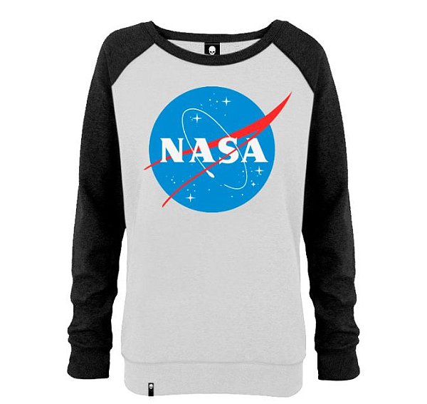 Moletinho Feminino Nasa Raglan Branco - Slim