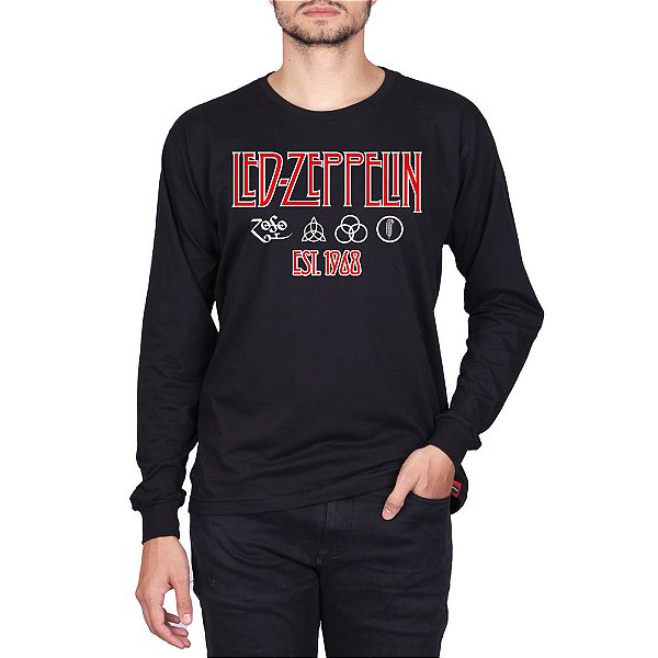 Camiseta Manga Longa Led Zeppelin Preta
