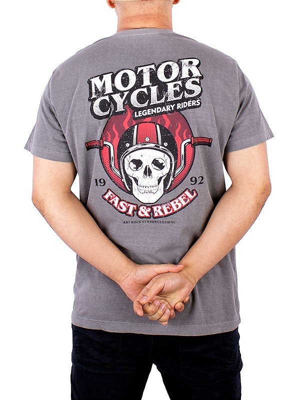 Camiseta Estonada Moto Guidão Cinza