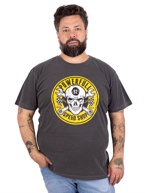 Camiseta Estonada Caveira Speed Shop Preta