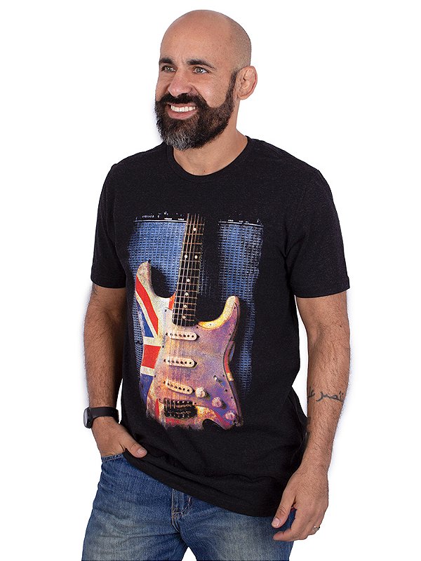 Camiseta UK Guitar Preto Jaguar