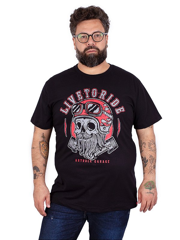 Camiseta Moto Skull Ride Preta