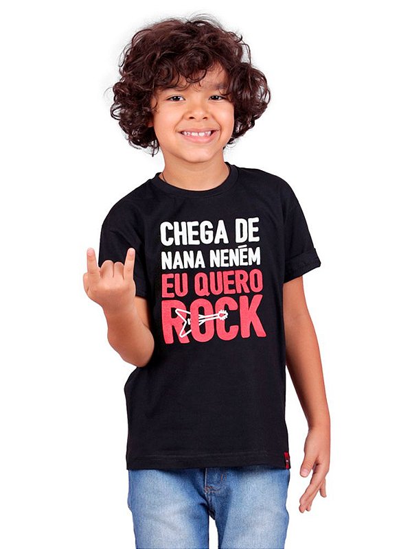 Camiseta Infantil Quero Rock Preta