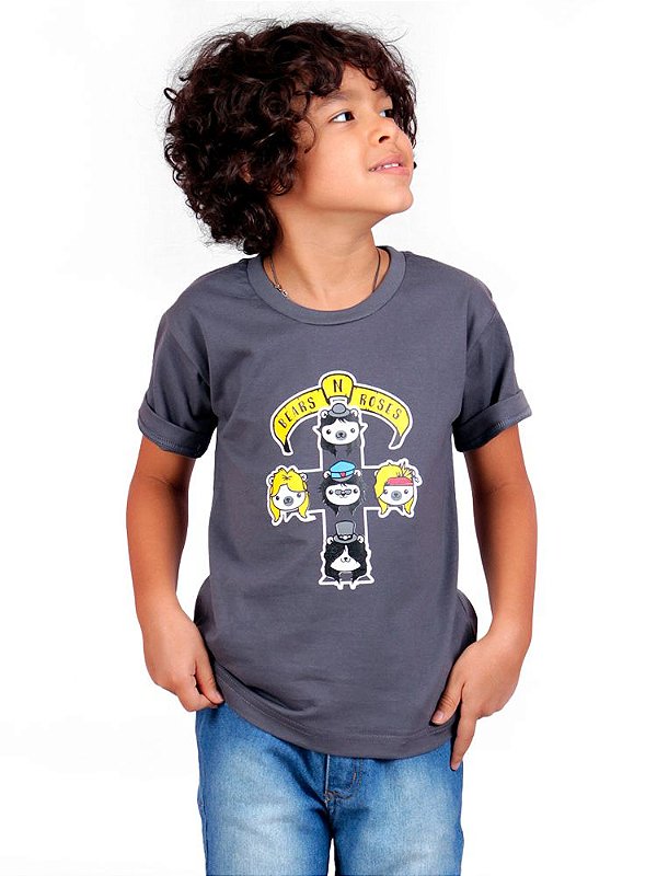 Camiseta Infantil Bears N' Roses Chumbo