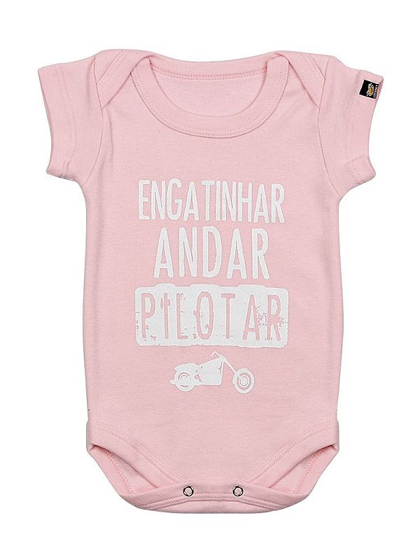 Body Bebê Moto Pilotar Rosa