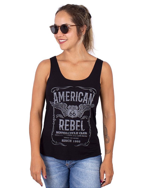 Regata Feminina Moto American Rebel Preta