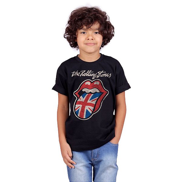 Camiseta Infantil The Rolling Stones UK Preta