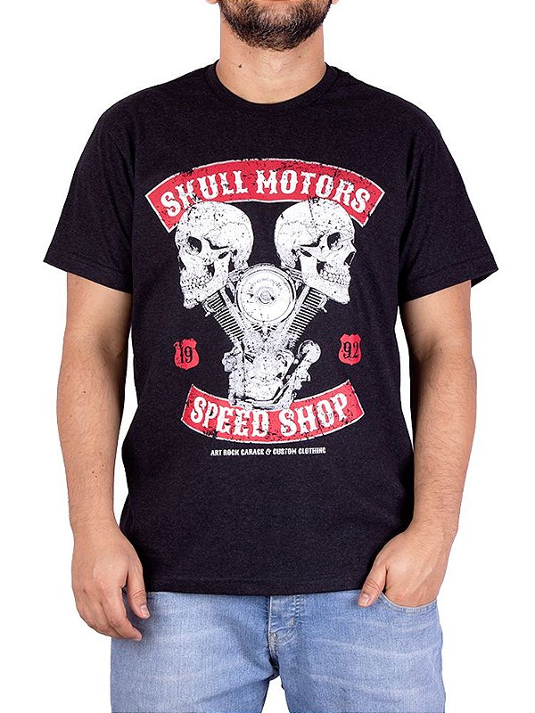 Camiseta Moto Skull Motors Preto Jaguar