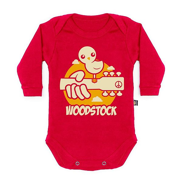 Body Bebê Manga Longa Woodstock Vermelho