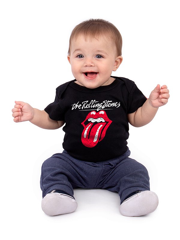 Body Bebê Rolling Stones Preto