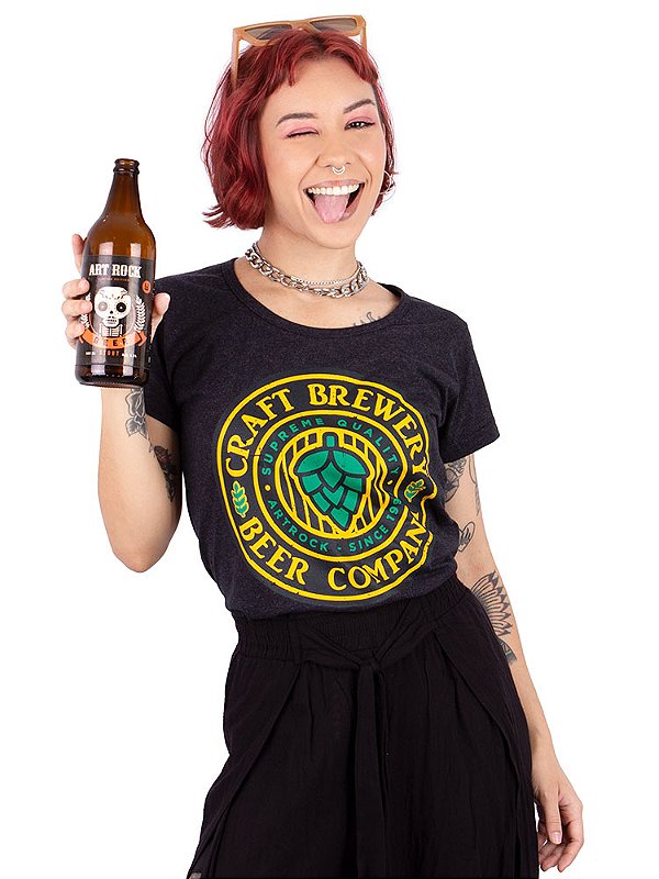 Camiseta Feminina Cerveja Brewery Preta Jaguar