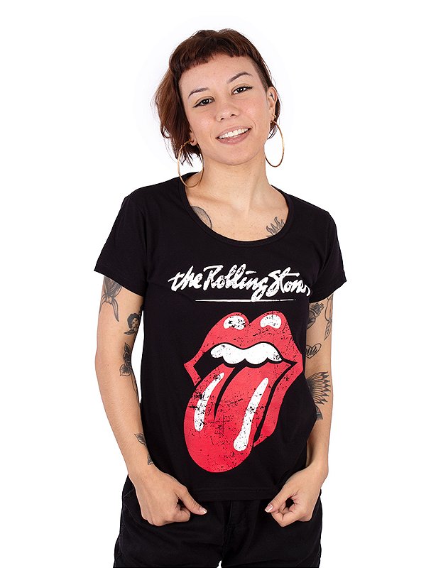 Camiseta Feminina Rolling Stones Preta