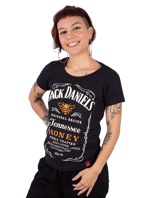 Camiseta Feminina Jack Daniels Honey Preta Jaguar