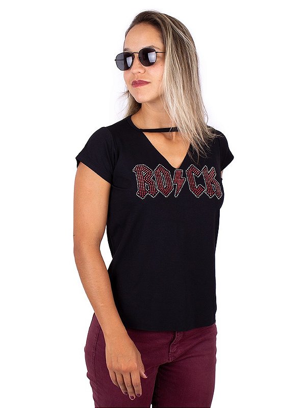 Blusa Choker Rock Full Preta