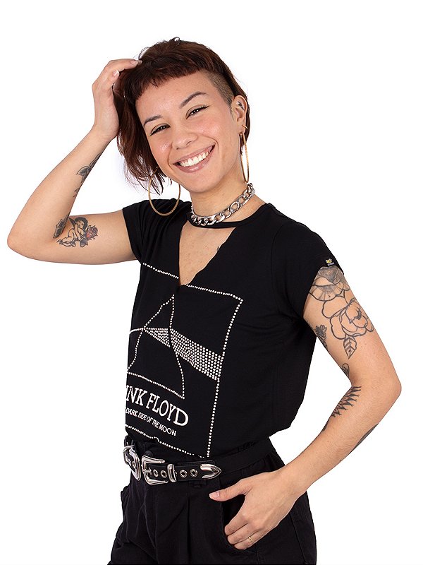 Blusa Choker Pink Floyd Preta