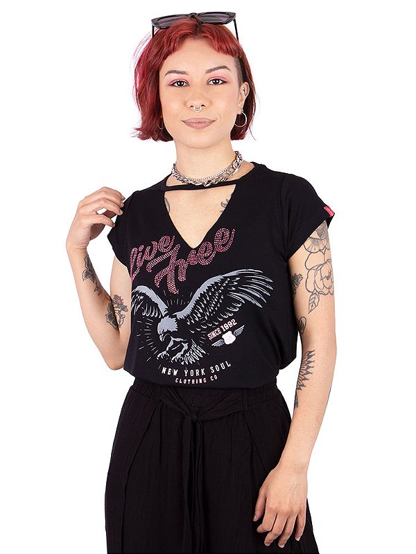 Blusa Choker Live Free Preta