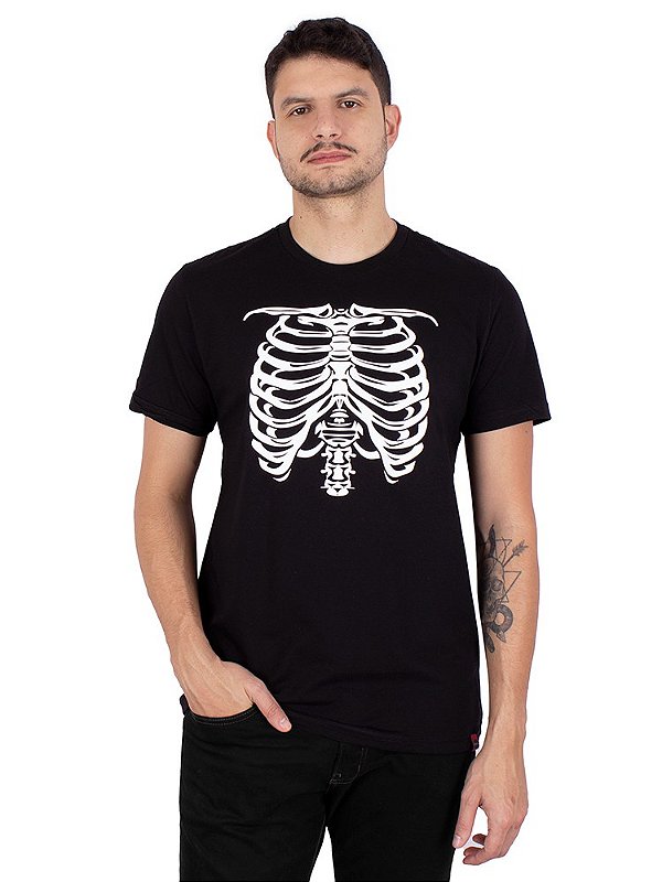 Camiseta Caveira Esqueleto Preta