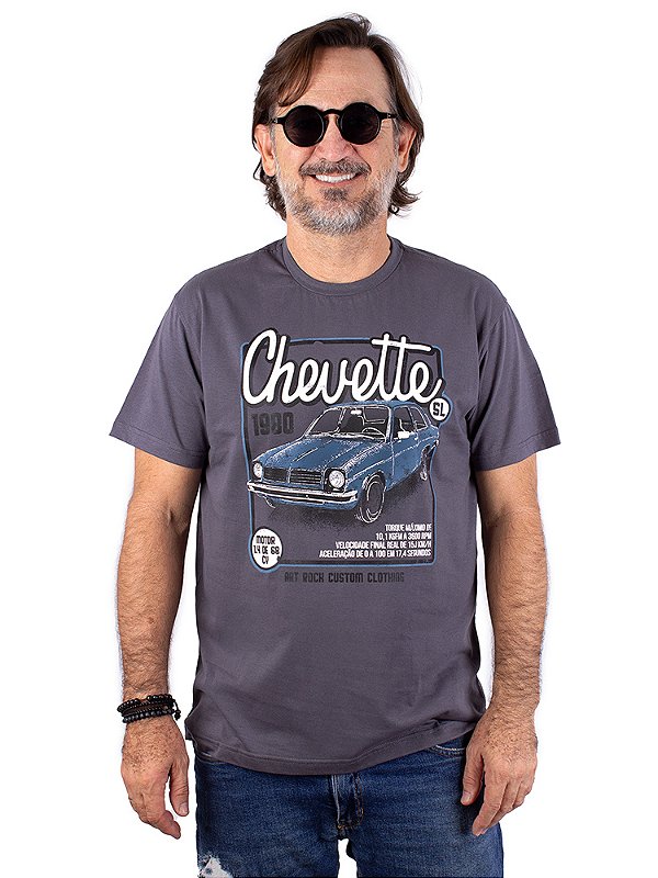 Camiseta Camiseta Chevette SL 1980 - Cinza Chumbo.